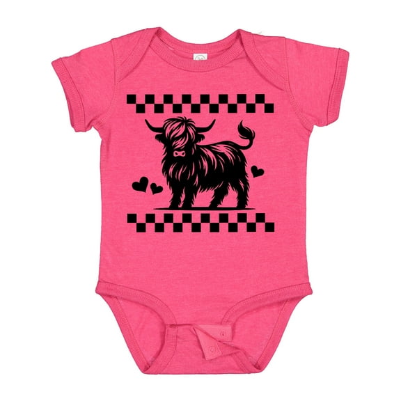 Inktastic Highland Cow Lover Checkered Girls Baby Bodysuit