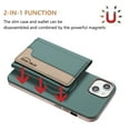 thumbnail image 2 of Allytechgroup Case for Apple iPhone 15, 2-in-1 Detachable Card Holder Magnetic RFID Blocking Wallet Shell [Compatible with MagSafe] Stand PU Leather Cover with Credit Card Slots/Cash Slots, Green, 2 of 13