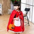 thumbnail image 4 of 5 unids/set niños adultos Cosplay fiesta Caperucita Roja vestido de niña + delantal + capa + diadema + conjunto de bolsa de calabaza, 4 of 5