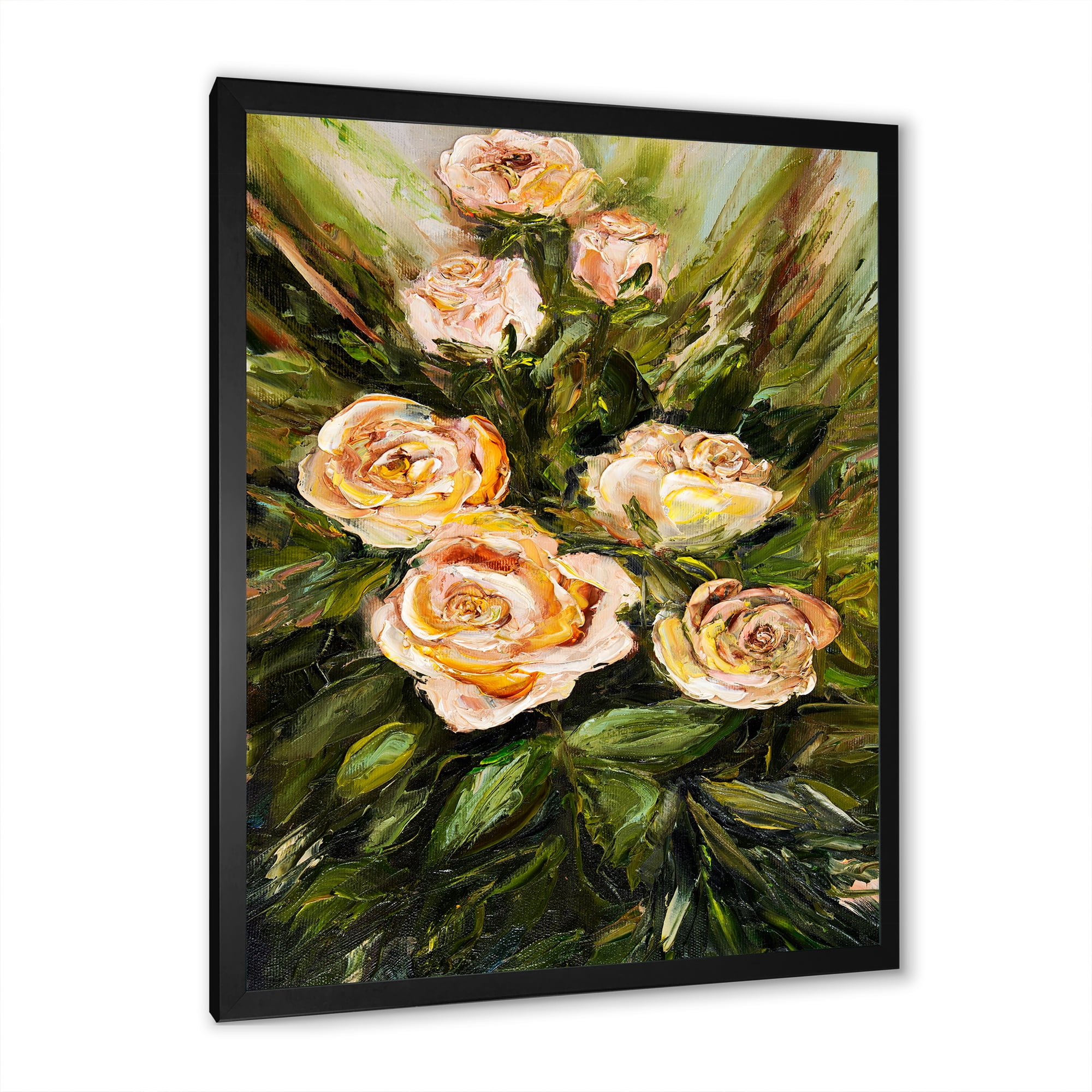 Designart 'Abstract Four VIntage Pink Roses' Traditional Framed Art Print