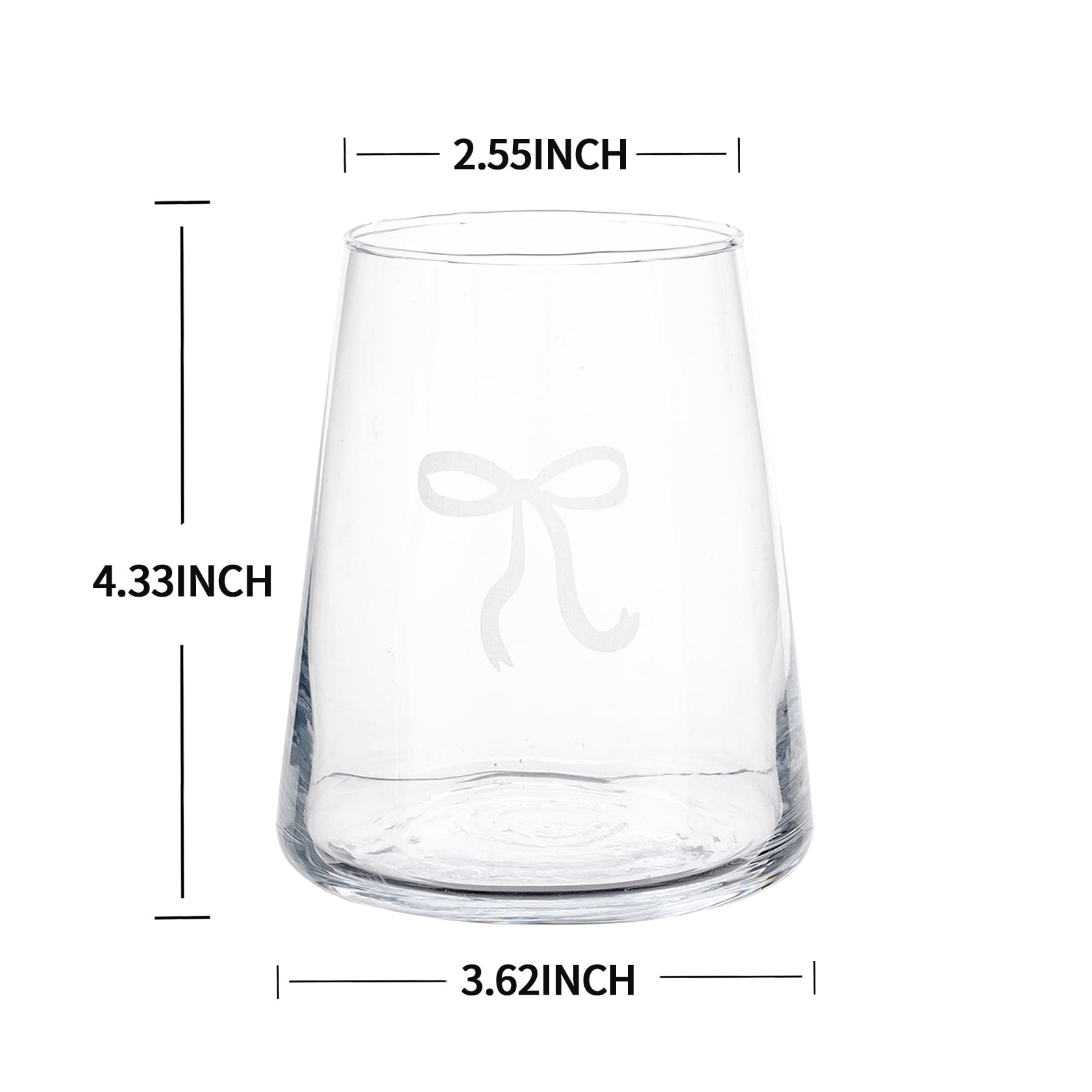 Holiday Time Bow Stemless Wine Glass 17oz