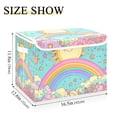 thumbnail image 5 of Yayeee Collapsible Cube Storage Bin with Lid Fabric Closet Decorative Basket with Handles, Retro Blue Rainbow, 5 of 7