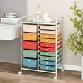 thumbnail image 3 of Costway 15 Drawer Art & Craft Rolling Storage Cart Tools Scrapbook Paper Office School Organizer Macaron, 3 of 10