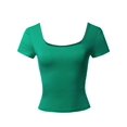 thumbnail image 1 of FashionOutfit Women's Junior Basic Seamless Square Neck Short Sleeve Crop Tank Top, 1 of 1