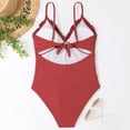 thumbnail image 4 of Traje de baño de una pieza para mujer, cómodo, liso, con almohadilla en el pecho, sin aros, Bikini con escote en V profundo OAVQHLG3B Store  lin121212, 4 of 4