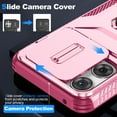 thumbnail image 2 of Allytechgroup for Motorola Moto G 2025 Case, Sliding Camera Lens Cover Military Grade Protection Stand Bracket Bumper Rugged TPU PC Phone Case for Motorola Moto G (2025), Pink, 2 of 8