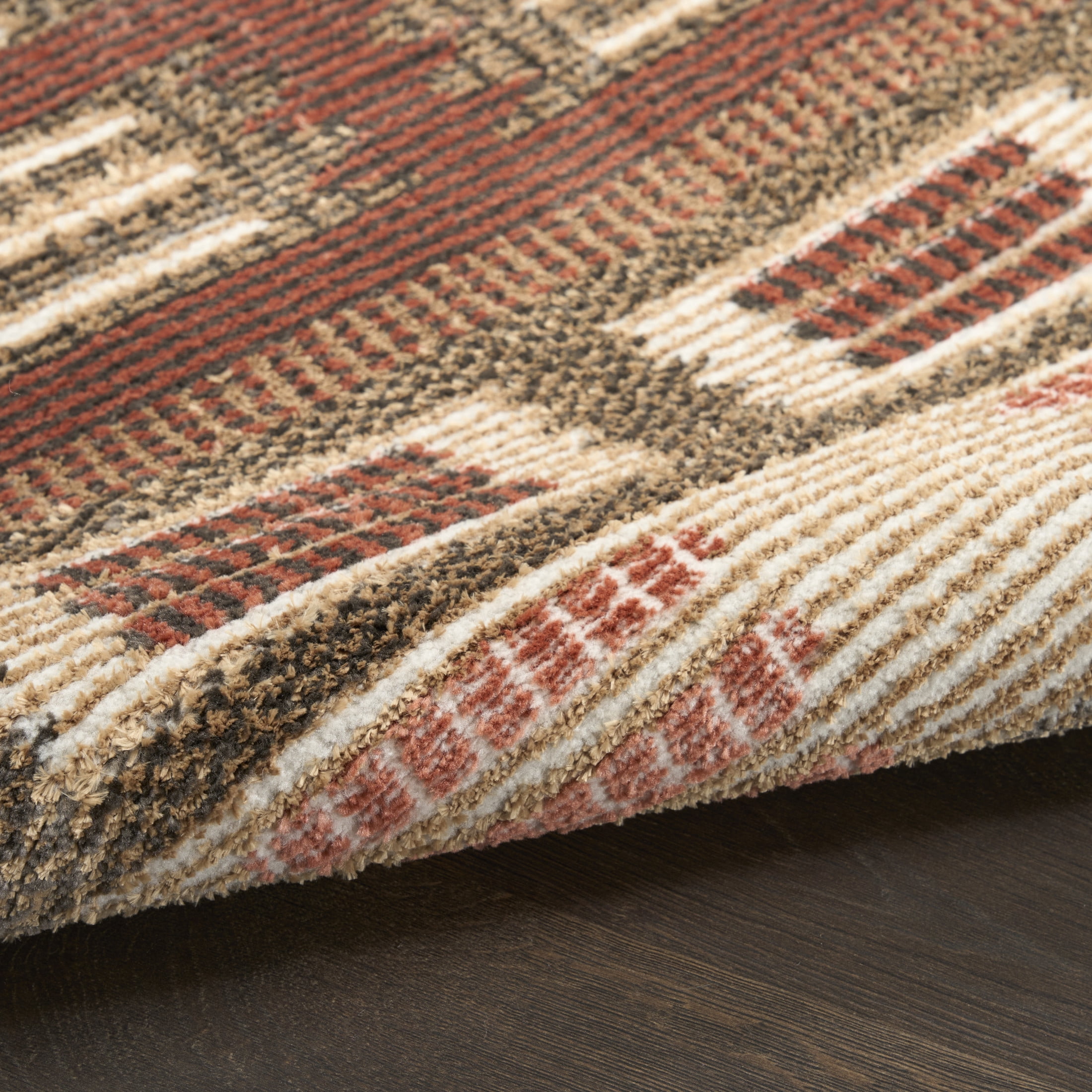 Nourison Nordic 5' x Round Rust Modern Indoor Rug
