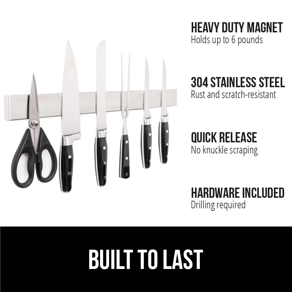 GORILLA GRIP Magnetic Knife Holder, 304 Stainless Steel Wall Mounted Magnet Strip for Knives, 10 Inch