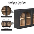 thumbnail image 5 of EUROCO 60" Large Sideboard Buffet Cabinet,Storage Cabinet with Glass Doors and Adjustable Shelves,Arched Kitchen Cabinet Display Cabinet for Kitchen, Living Room, Hallway,Black, 5 of 7