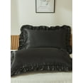 thumbnail image 2 of MOVE OVER Black Ruffle Pillowcases King, Silky Satin Pillow Cover Set of 2, Luxury Satin Ruffle Pattern, 2 Pack, 2 of 8