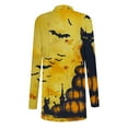 thumbnail image 5 of Uaswgudfs ​Women's Cardigan Autumn Themed Trench Coat - Black Cat Bats Pumpkin Print Open Front Relaxed Fit Seasonal Celebration​, 5 of 6