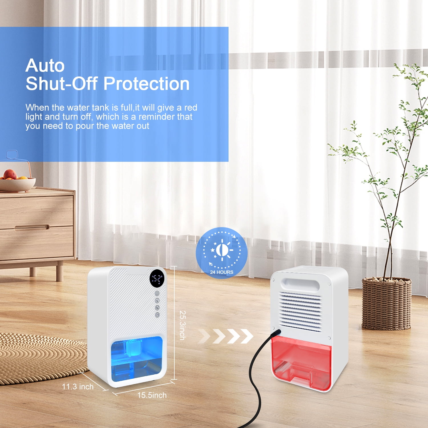 Zacenei Dehumidifiers for Home,Portable Small Room Dehumidifier with Auto Shut-Off Energy Saving Quiet Dehumidifiers 7 Colors Lights & Sleep Mode for Bedroom Bathroom RV Closet Garage