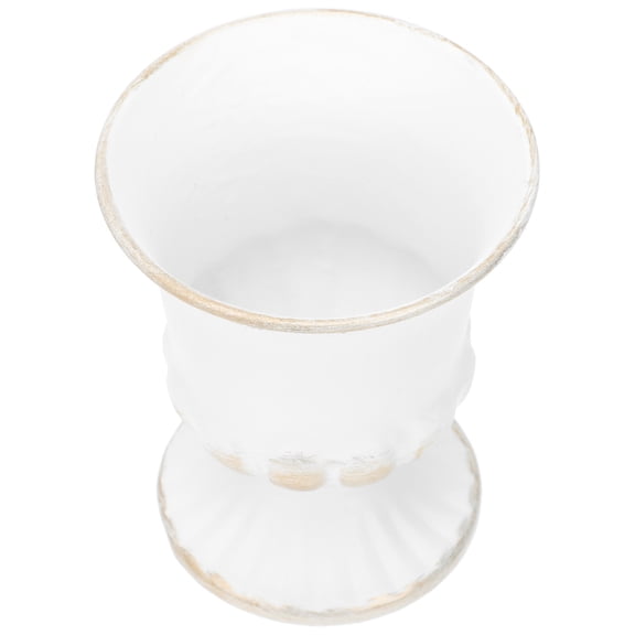 BESTYASH Vintage Iron Vase White Decorative Cup for Home and Office Use