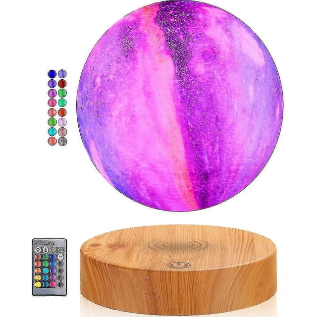 Magnetic Levitation Moon Lamp, 3D Printed Floating LED Night Light with 16 Color Options & Remote Control for Home Office Decor