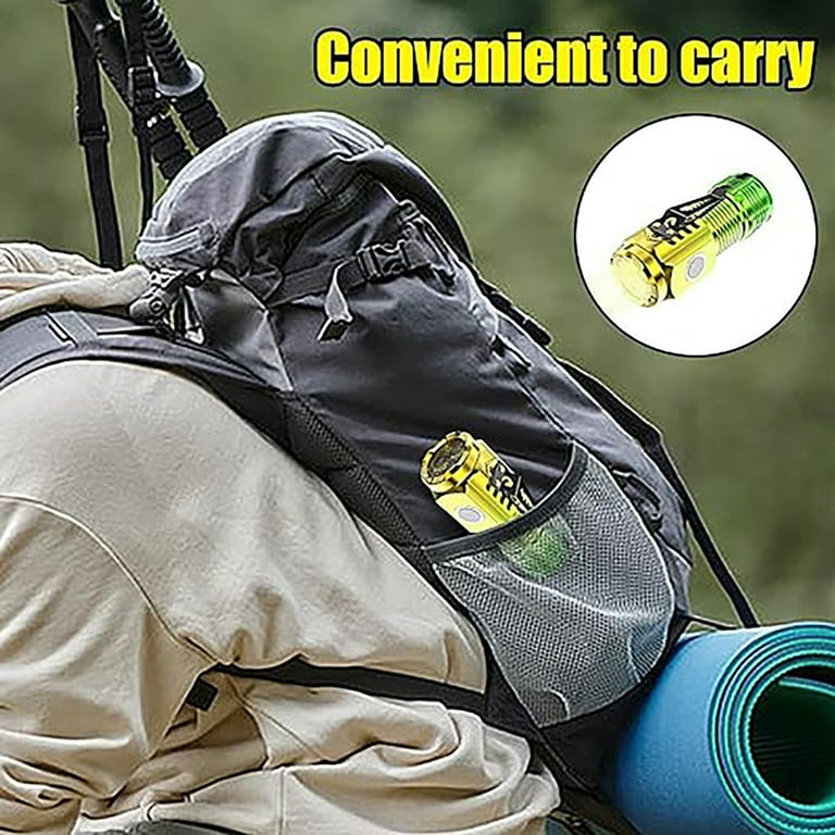 backpack mini flashlight 3-Eyed Super Bright Mini Flashlight - 1000 Lumen Rechargeable Pocket  Flashlight with Base - Waterproof ABS LED Torch for Outdoor, Camping &  Emergency - Hat Clip Included