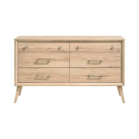 Newboti Classic Style Dresser of 6x Drawers Natural Oak Finish Wooden Bedroom Furniture 1pc, Mid-Century Modern Design 423495395233208
