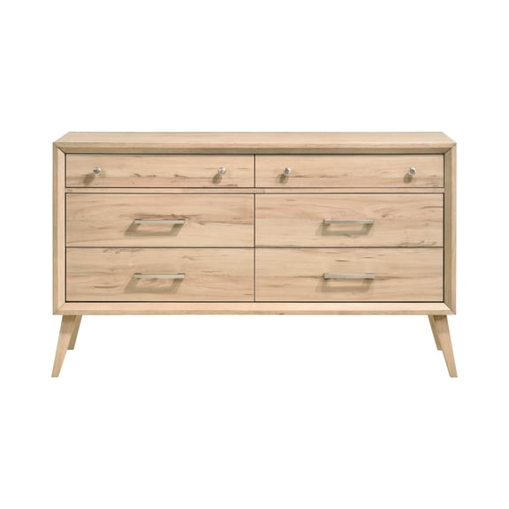 Newboti Classic Style Dresser of 6x Drawers Natural Oak Finish Wooden Bedroom Furniture 1pc, Mid-Century Modern Design 423495395233208
