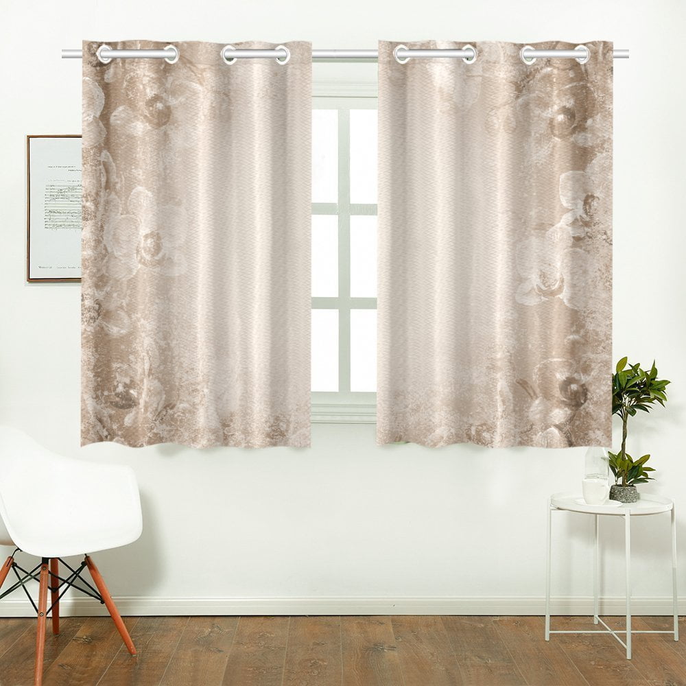 YUSDECOR Gray Beige Window Curtain Kitchen Curtains Window Treatments