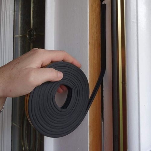 BLACK Draught Excluder Self Adhesive Rubber Door Window Seal Strip Roll Foam 