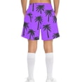 thumbnail image 2 of Boys Purple Tropical Palm Tree Print Quick Dry Shorts with Elastic Waistband Drawstring Side Pockets,Size 14-15T, 2 of 8