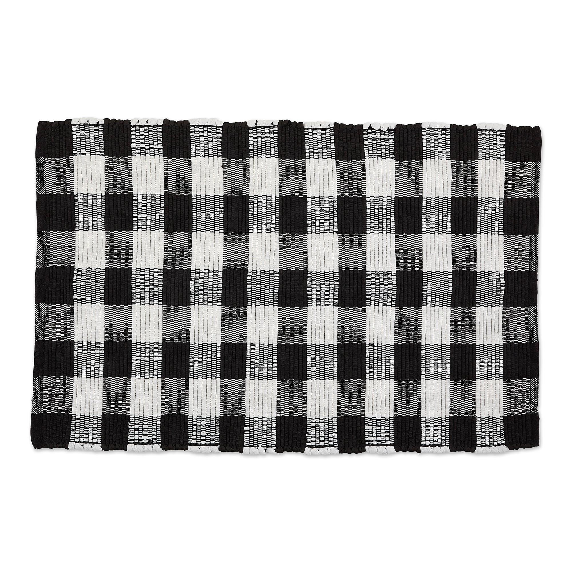 DII Black & White Buffalo Check Rag Rug, 24" x 36"