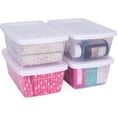 thumbnail image 1 of Caja de Almacenamiento de Plástico con Tapa Color Blanco, Paquete de 4, Con Capacidad 4 Litros, Organizador Transparente y Apilable, Ideal para el Acomodo en el Hogar (27x18x10.5 cm), 1 of 7