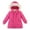 Hot Pink, variant on SGFCWSX Kids Furry Hooded Mid-Length Puffer Coat Girls Winter Warm Jacket with Pockets Pink Size 6 Years