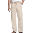 thumbnail image 2 of Horkkom Mens Linen Pants Breathable Elastic Waist Drawstring Pants Summer Casual Loose Beach Pants with Pockets M, 2 of 3