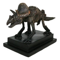 Faux Taxidermy Triceratops Dinosaur Fossil Figurine On Museum Display Base Stand