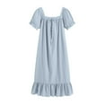 thumbnail image 6 of Women's Nightgown Cotton Sleepwear Long Loungewear Short Sleeve Vintage, 6 of 6