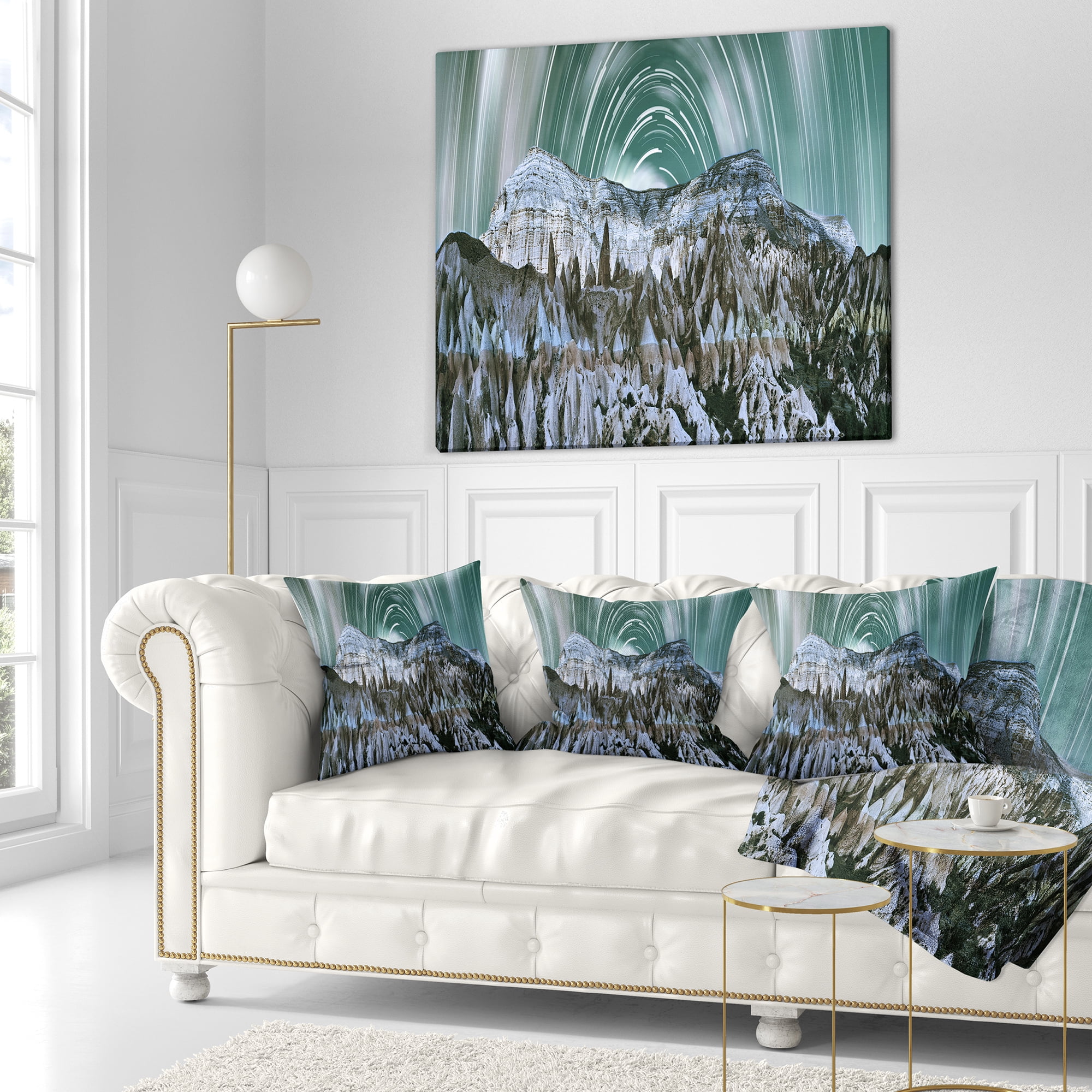 Designart Cappadocia Valley Panoramic View - Landscape Printed Throw Pillow - 16x16
