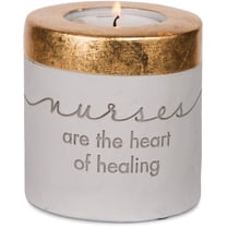 Pavilion Gift Company Cement Candle Holder, 3", Gold, Gray