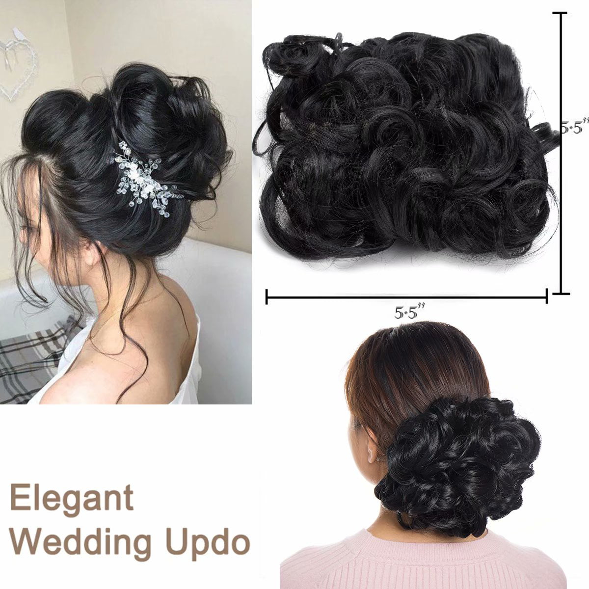 Benehair Messy Curly Hair Bun Easy Stretch Chignon Hair Extensions Clip in  Updo Hairpiece Cover Ponytail Scrunchie for Women Wedding - Walmart.com