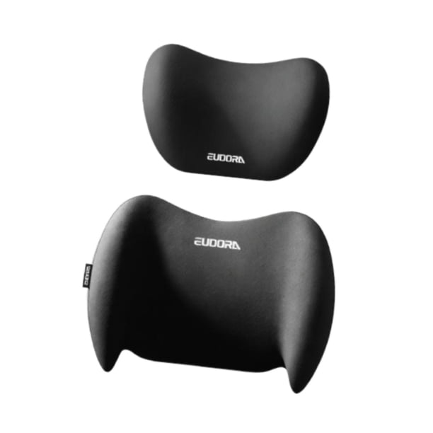 Almohada cervical y soporte de cintura para coche, compatible con todos los vehículos, ideal para viajes, estudios y oficinas. negro