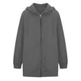 thumbnail image 5 of Zipper Up Hoodies Sweatshirts for Women Plus Size S-5X Long Sleeve Coats with Pockets Casual Solid Loose Comfort Outerwear Jackets, 5 of 8