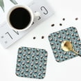 thumbnail image 4 of Zufioo PUG HEAD And Flower Print Leather Coaster Set, Decorative PVC Coasters 4-pack - Scald and Stain-resistant, Suitable for Home, Cafes, Restaurants-Square, 4 of 6