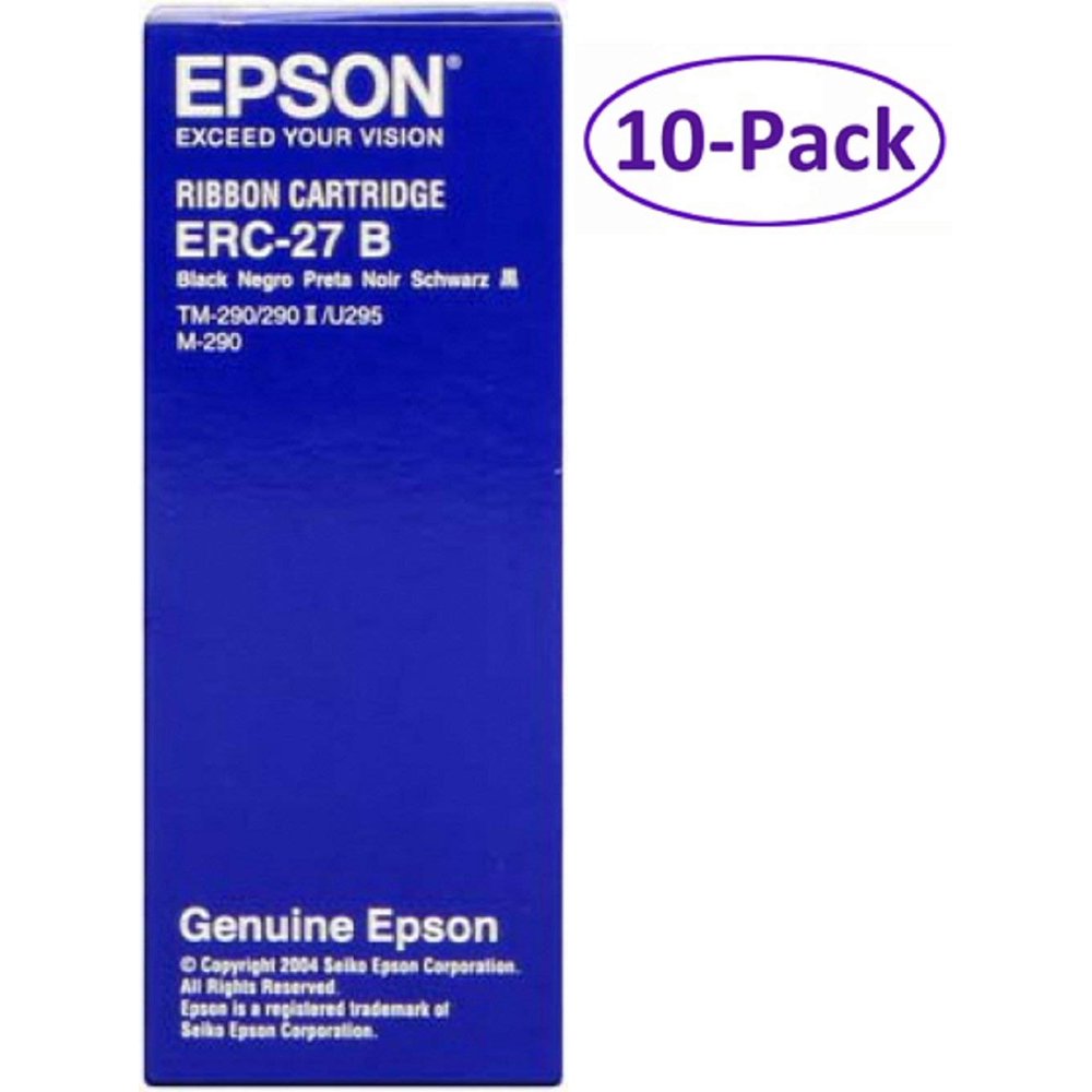 10pack Genuine Epson (ERC27B) Black Ribbon Cartridge Black for Epson POS Printers TM290