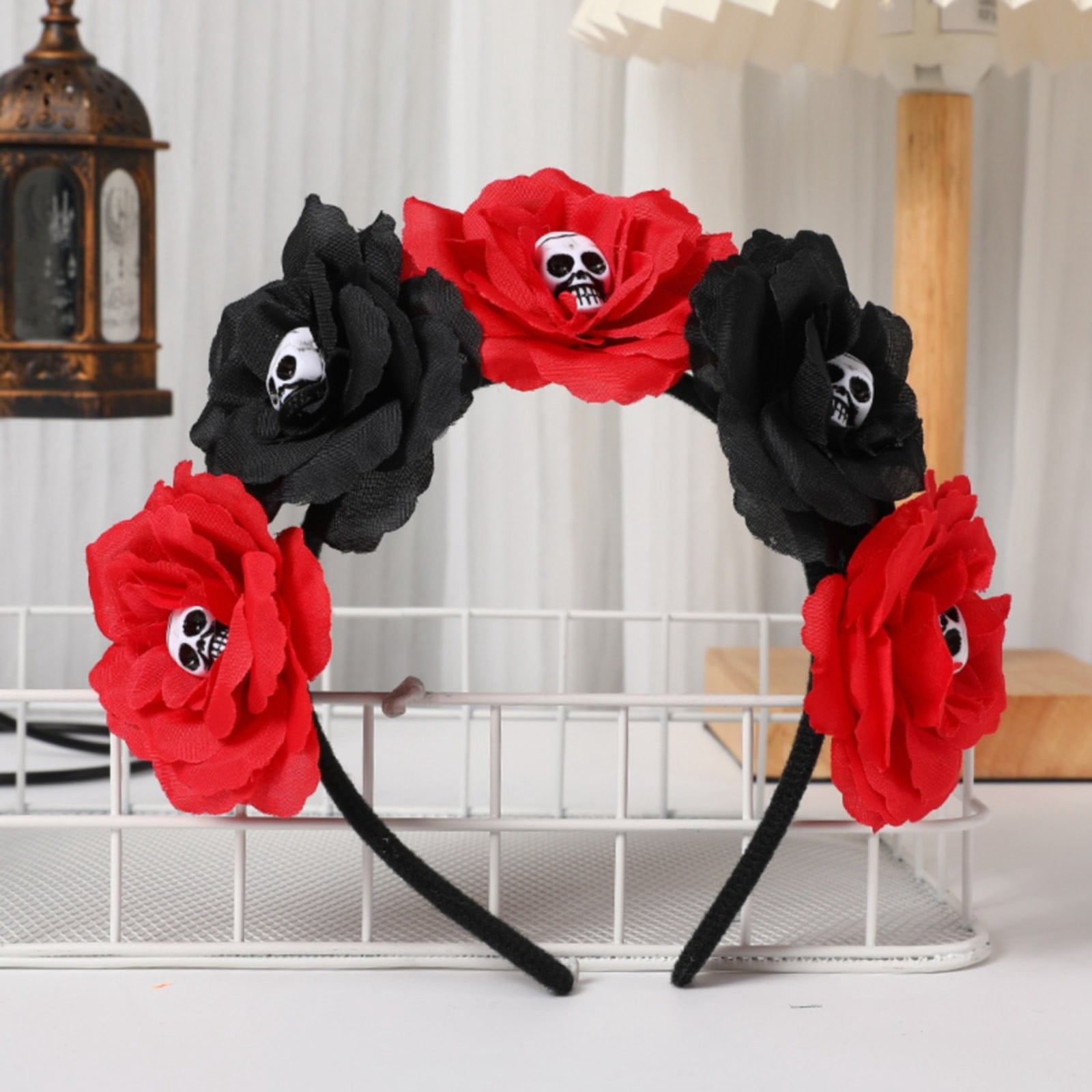 Bandeau Fleuri Mexicain Pour Halloween - Couronne De Fleurs Rose - Accessoire De Tête Femme Pour Fête - 5
