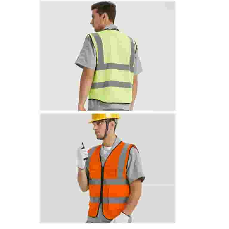 Fluorescent Security Reflective Vest with Pockets & Zip Fluorescent Security Reflective Vest with Pockets & Zip
