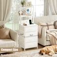 thumbnail image 3 of GUNAITO Nightstand with Charging Station & LED Light, 4 Fabric Drawers & 3 Shelves Bedside Table, Modern End Table for Bedroom,White, 3 of 8