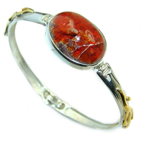 Enchanted Forest Mexican Opal 14K Gold over .925 Sterling Silver handcrafted Bracelet / Cuff by SilverRush Style