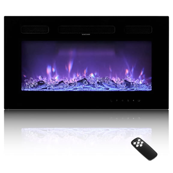 VEVOR 42 inch Electric Fireplace, Wall Mounted Recessed Fire Place with Remote Control, Timer, 1500W, Adjustable Flame Color Brightness, Touch Screen, Overheat Protection, for Living Room,Bedroom