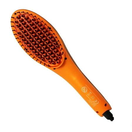 Portable Electric Hair Straightening Brush Comb for Women -Orange