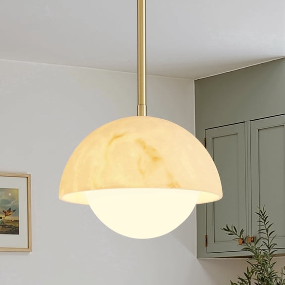 KAISITE Modern Dome Pendant Light, Adjustable Hanging Cord, Soft Frosted Shade, for Kitchen Island and Dining Room