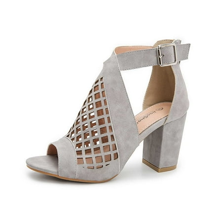 

2022 Newest Women Block Heel Sandals Peep Toe Hollow Out Ladies Chunky Heel Slingback Sandals Buckle Fashion Gladiator Sandals Leather Evening Party Sandals