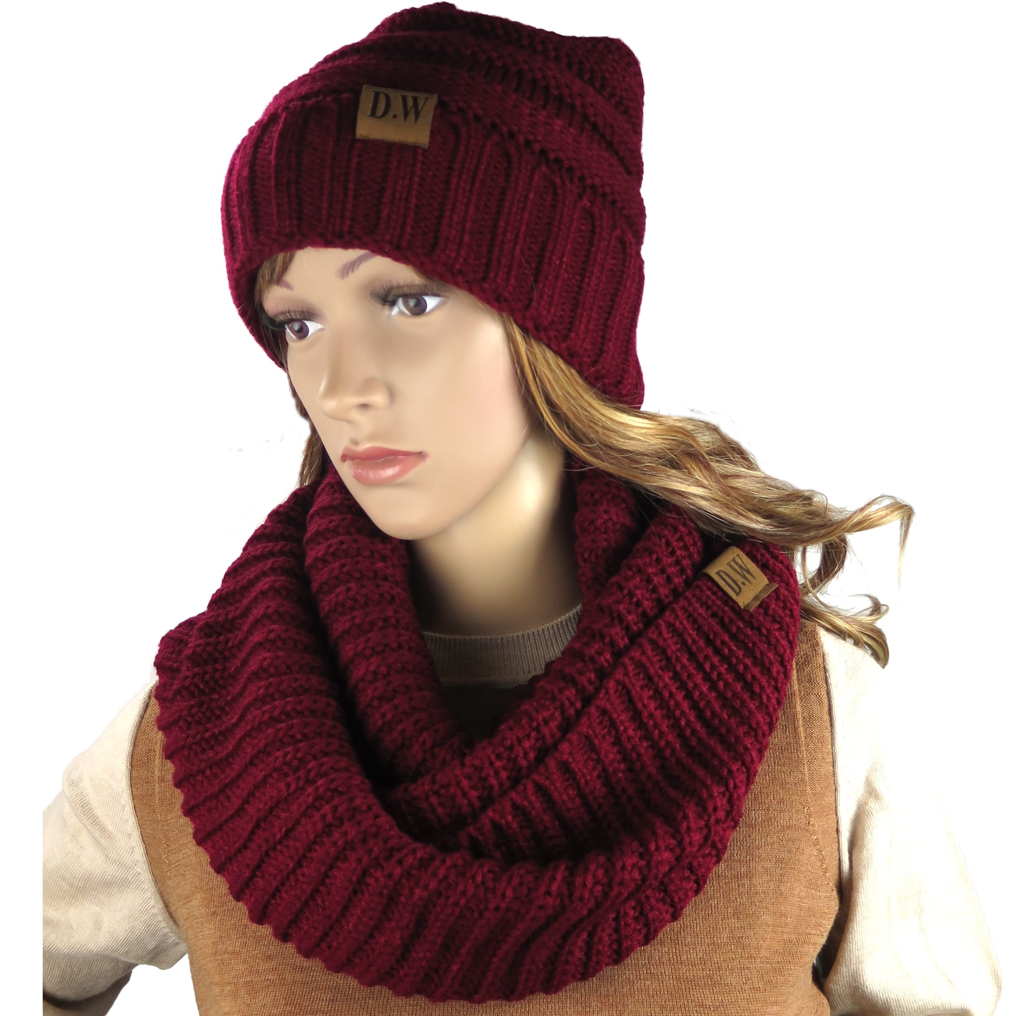 White & Grey Irish Knit Scarf And Beanie Set - Winter Warm Contrast Set For Men & Women