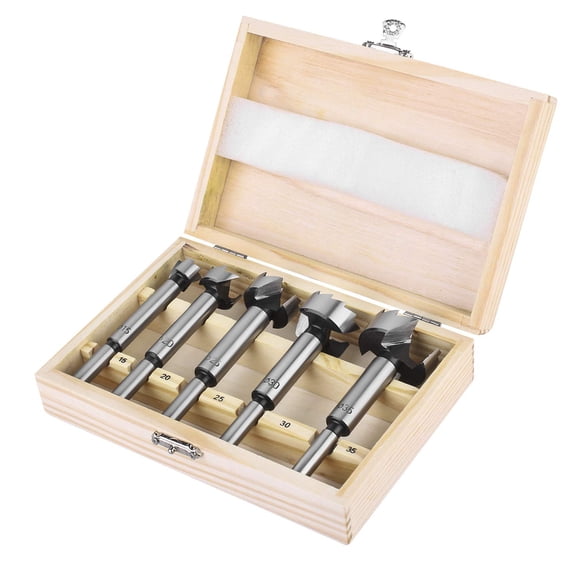 Forstner Bit Set 5 Pcs, Jsumer Forstner Bits for Wood, Wood Drilling with Round Shank, Drill Accessories, 15/20/25/30/35mm with Storage Case