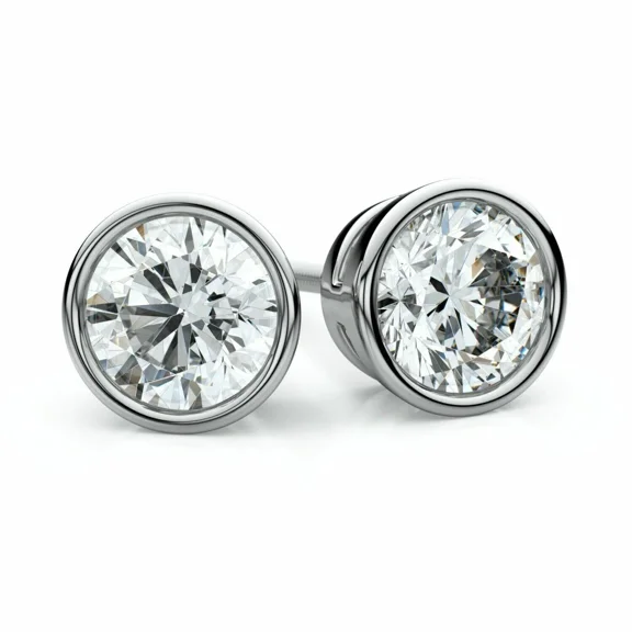 2.60 Ct Certified Treated White Diamond Solitaire Studs 925 Silver Great Shine