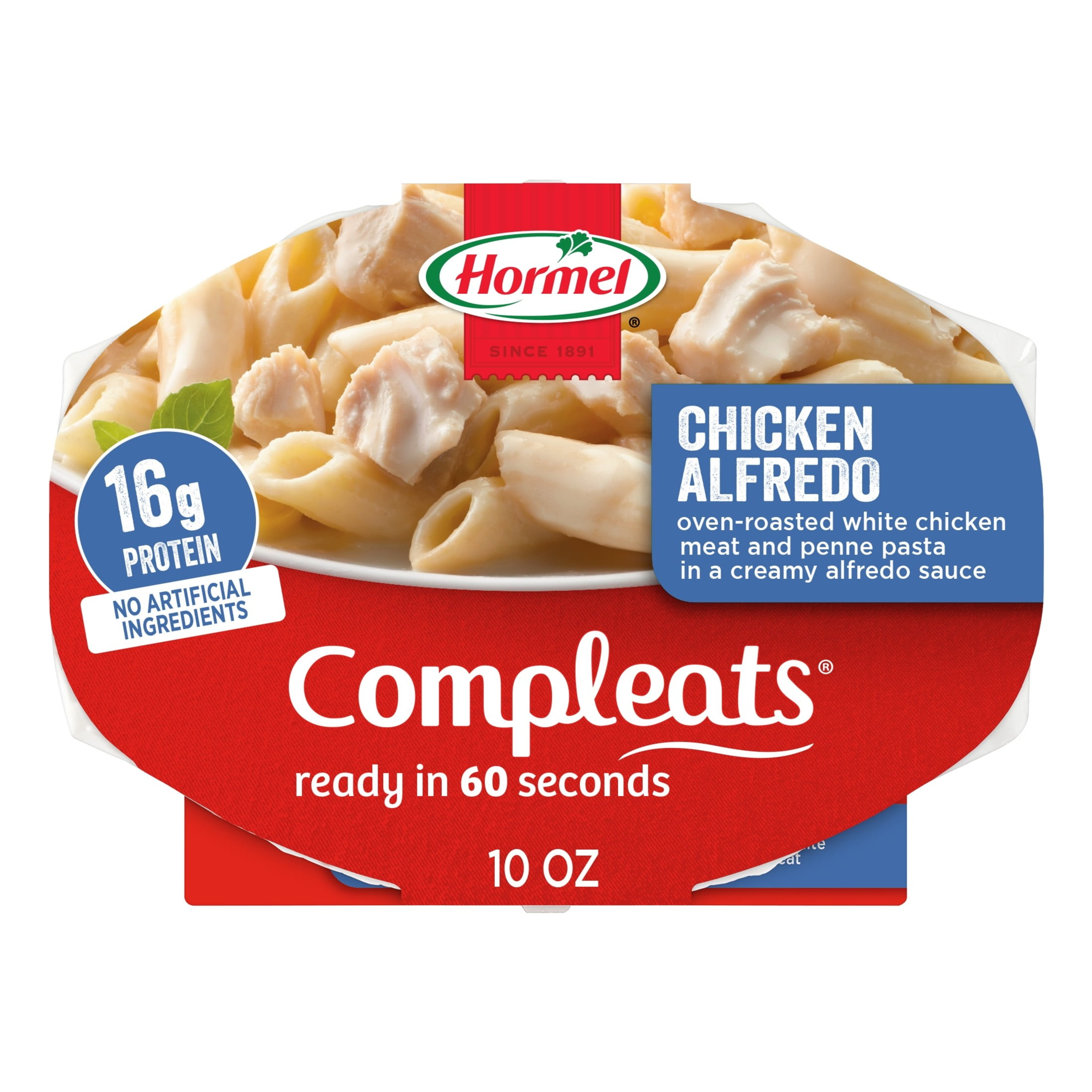 (6 pack) HORMEL COMPLEATS Chicken Alfredo, Shelf-Stable, Packaged Meals, 16 grams Protein, 10 oz Plastic Microwaveable Tray