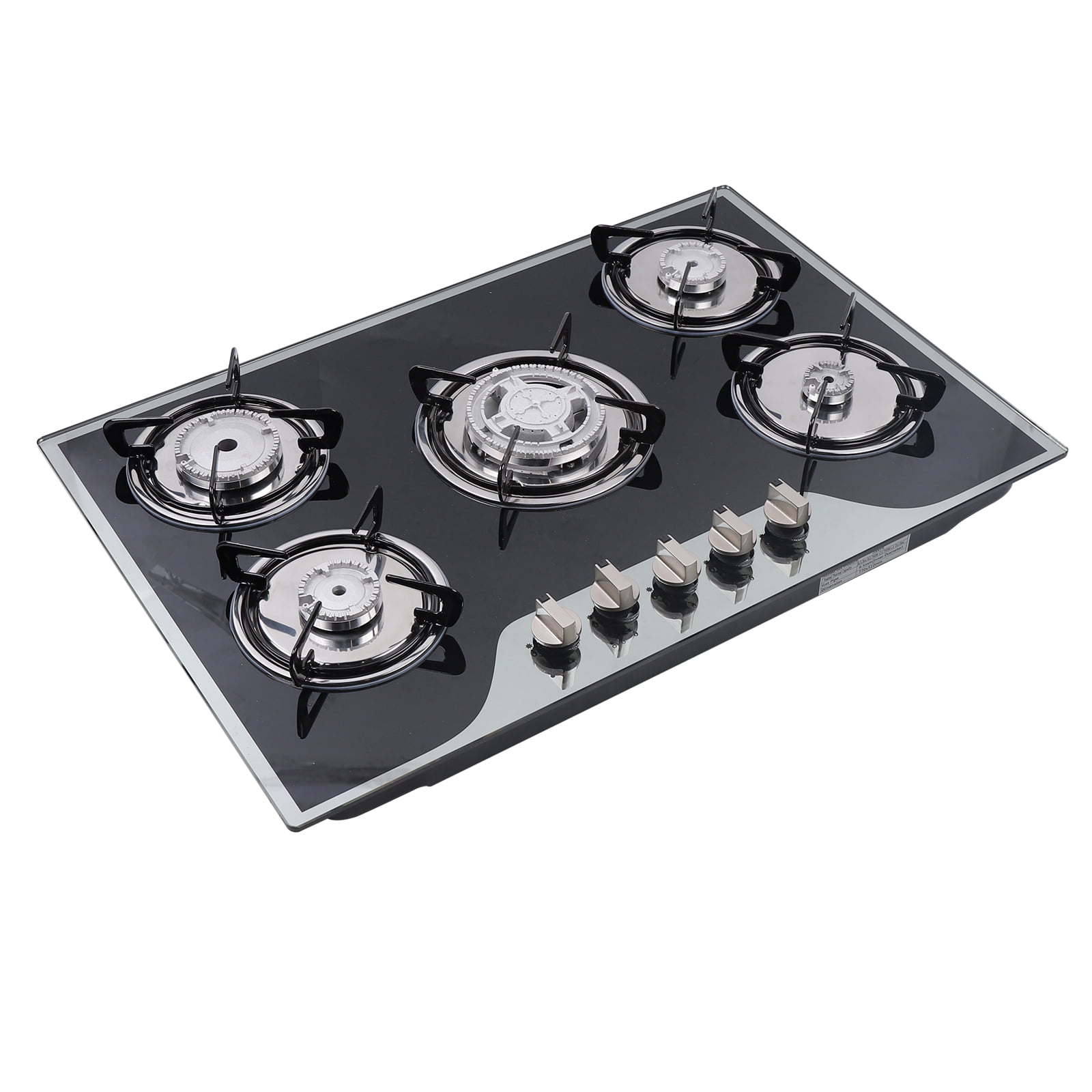 5-Burner Gas Cooktop, Heat-Resistant Glass & Aluminum Alloy for Long-Lasting Durability